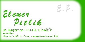 elemer pitlik business card